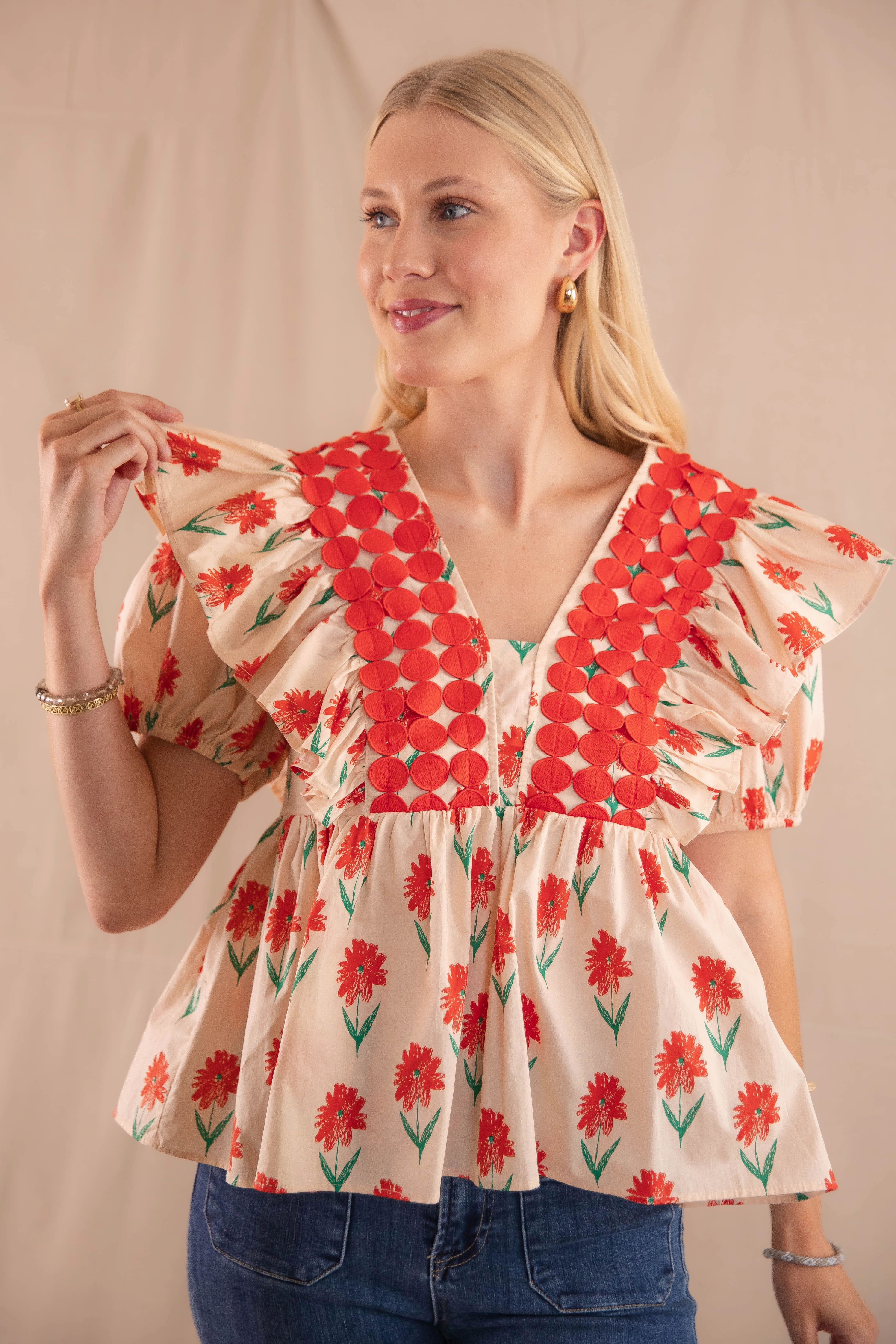 Field Of Daydreams Blouse Durable Hem Stitching Summer Blouse