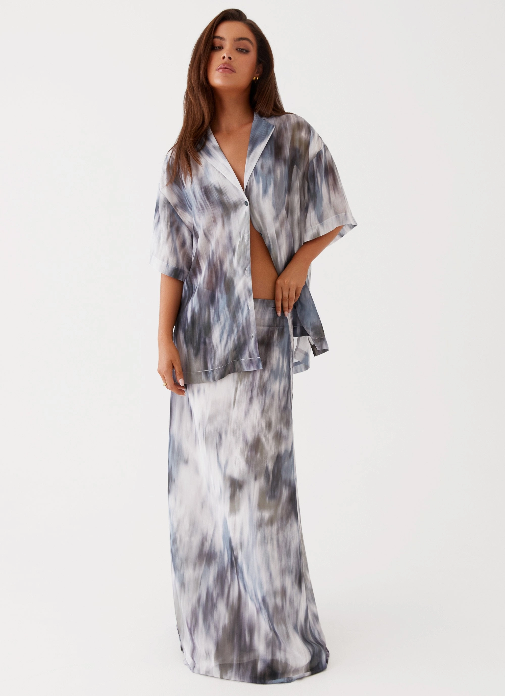 Fight The Feeling Oversized Shirt - Gloom Lightweight Knit Quick Release Fasteners