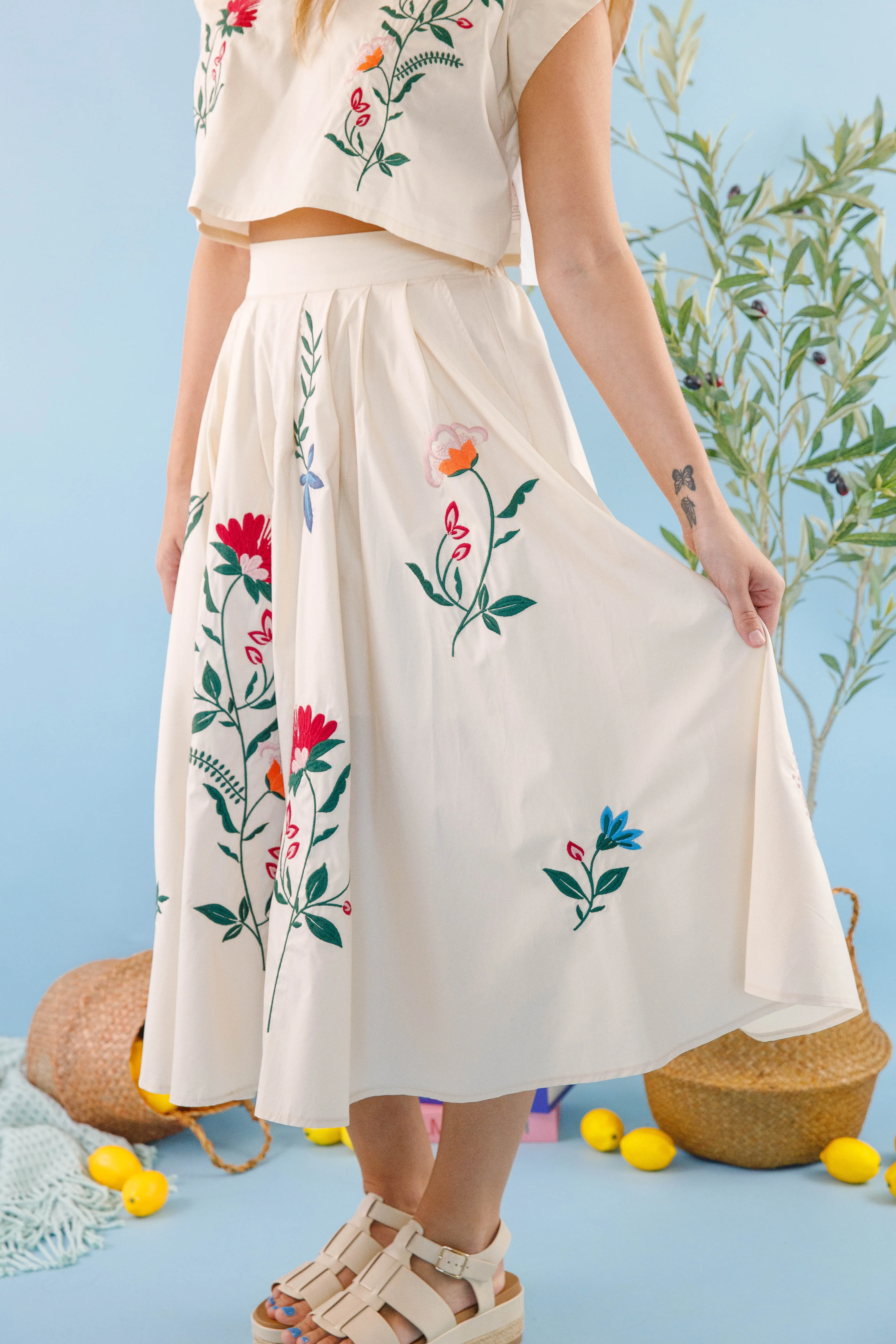 Eco Friendly Material Finding The Good Midi Skirt-Tan