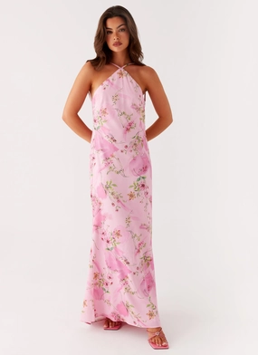 Easy Comfort Look Youthful Look Pascal Maxi Dress - Pink Floral Print