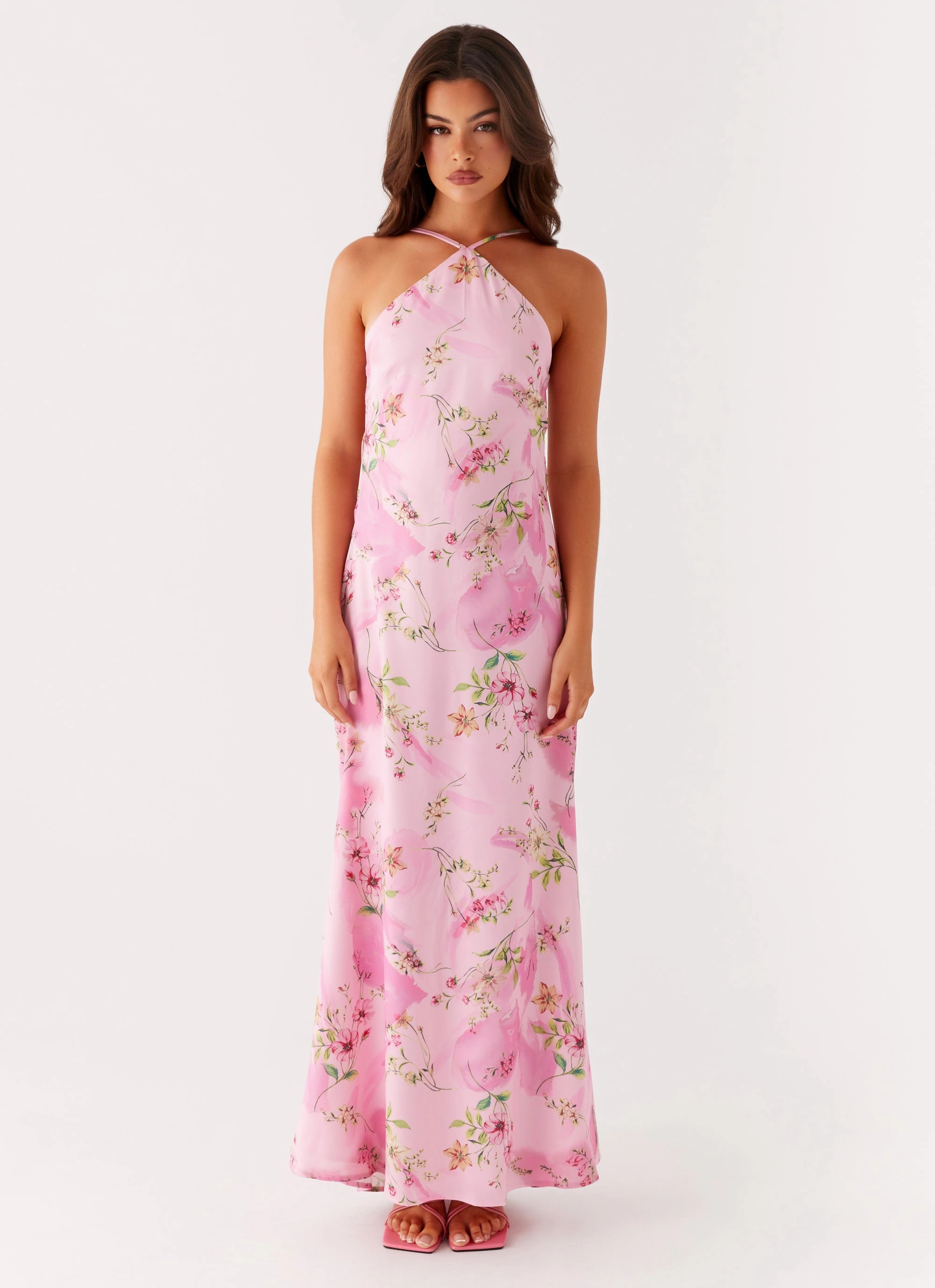 Pascal Maxi Dress - Pink Floral Print Relax Style Crisp Silhouette