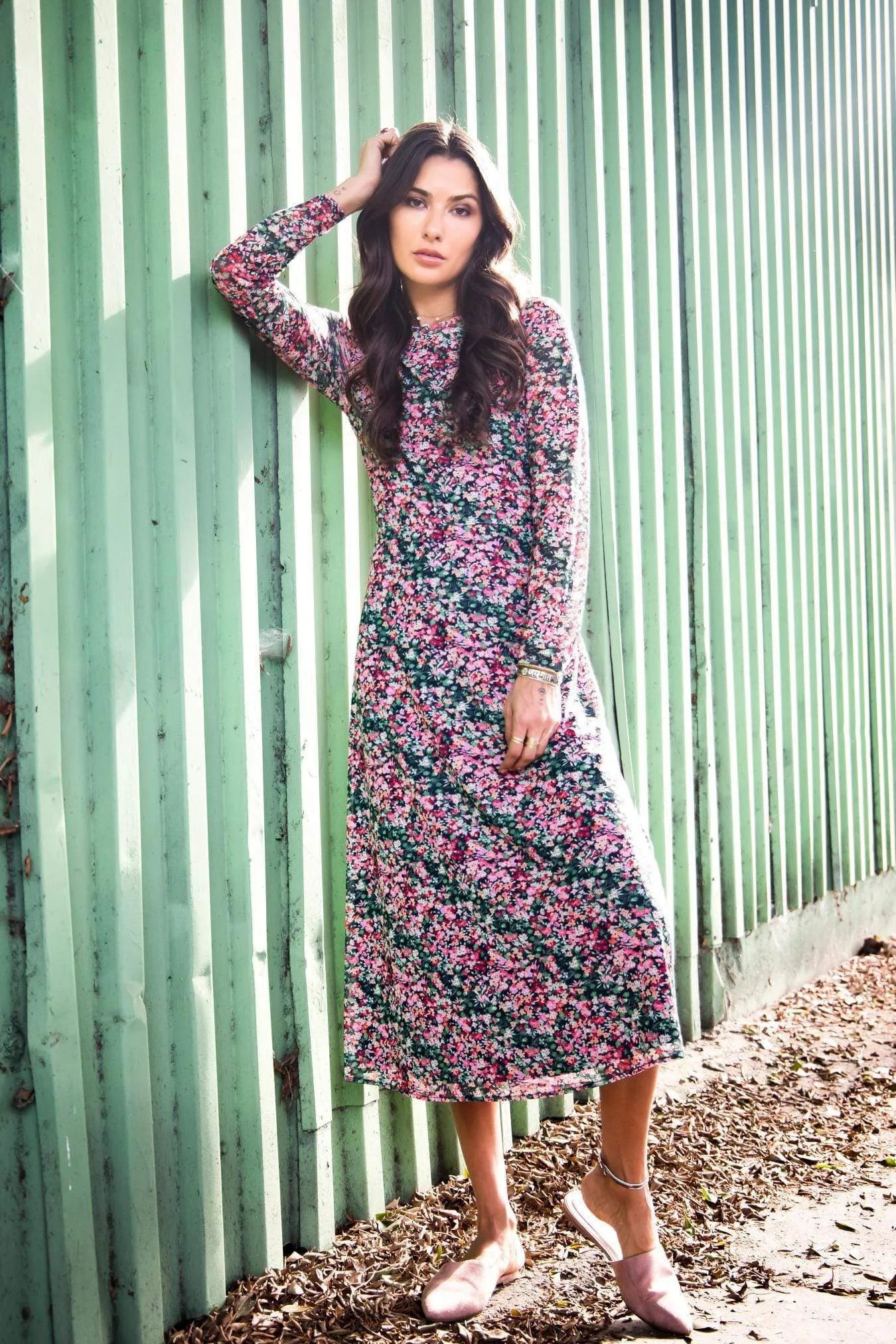Fiona Maxi Floral Dress Minimalist fit-and-flare Smooth-Lining