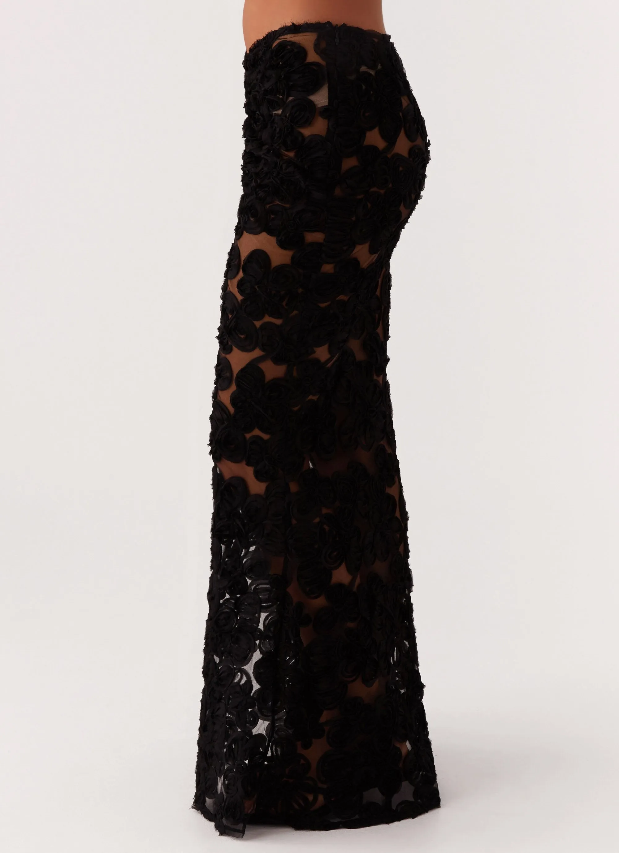 Comfort Base Fiorella Floret Maxi Skirt - Black