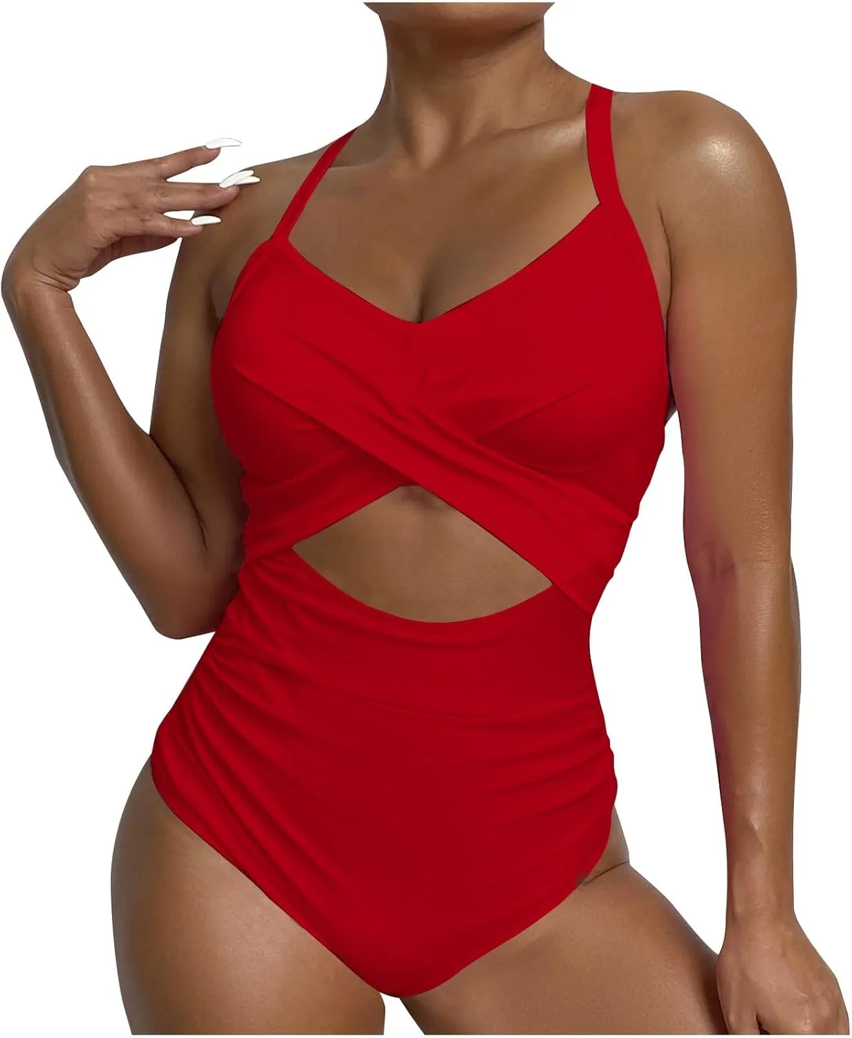 Firzero Tummy Control Swimsuits for Women Sexy Backless One Piece Bathing Suit 2024 Trendy High Waist Halter Monokini