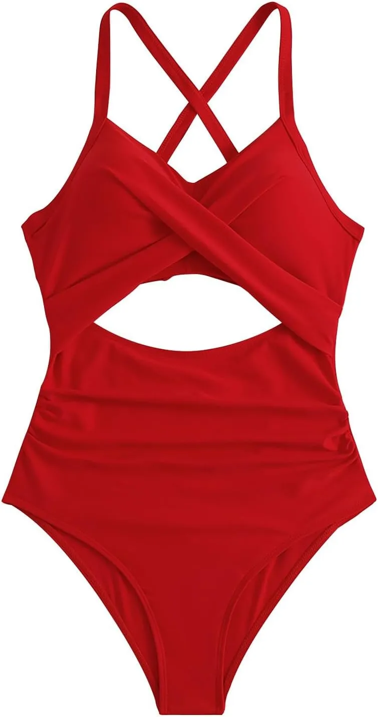 Firzero Tummy Control Swimsuits for Women Sexy Backless One Piece Bathing Suit 2024 Trendy High Waist Halter Monokini