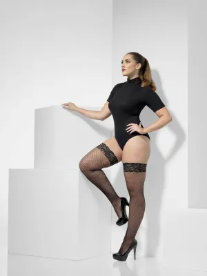 Fishnet Hold-Ups Lace Tops With Silicone Extra Large