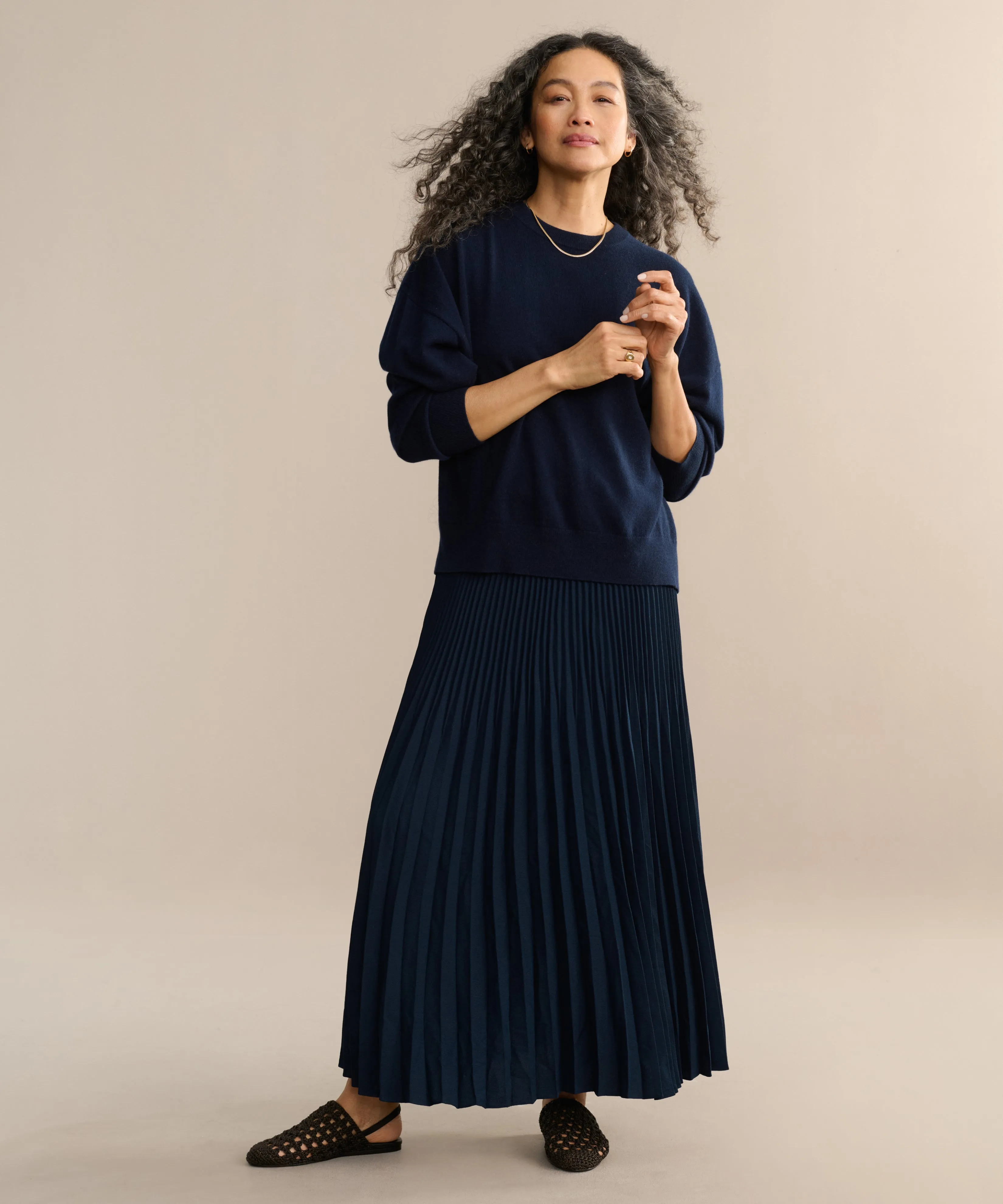 Pleated Skirt Functional Waist