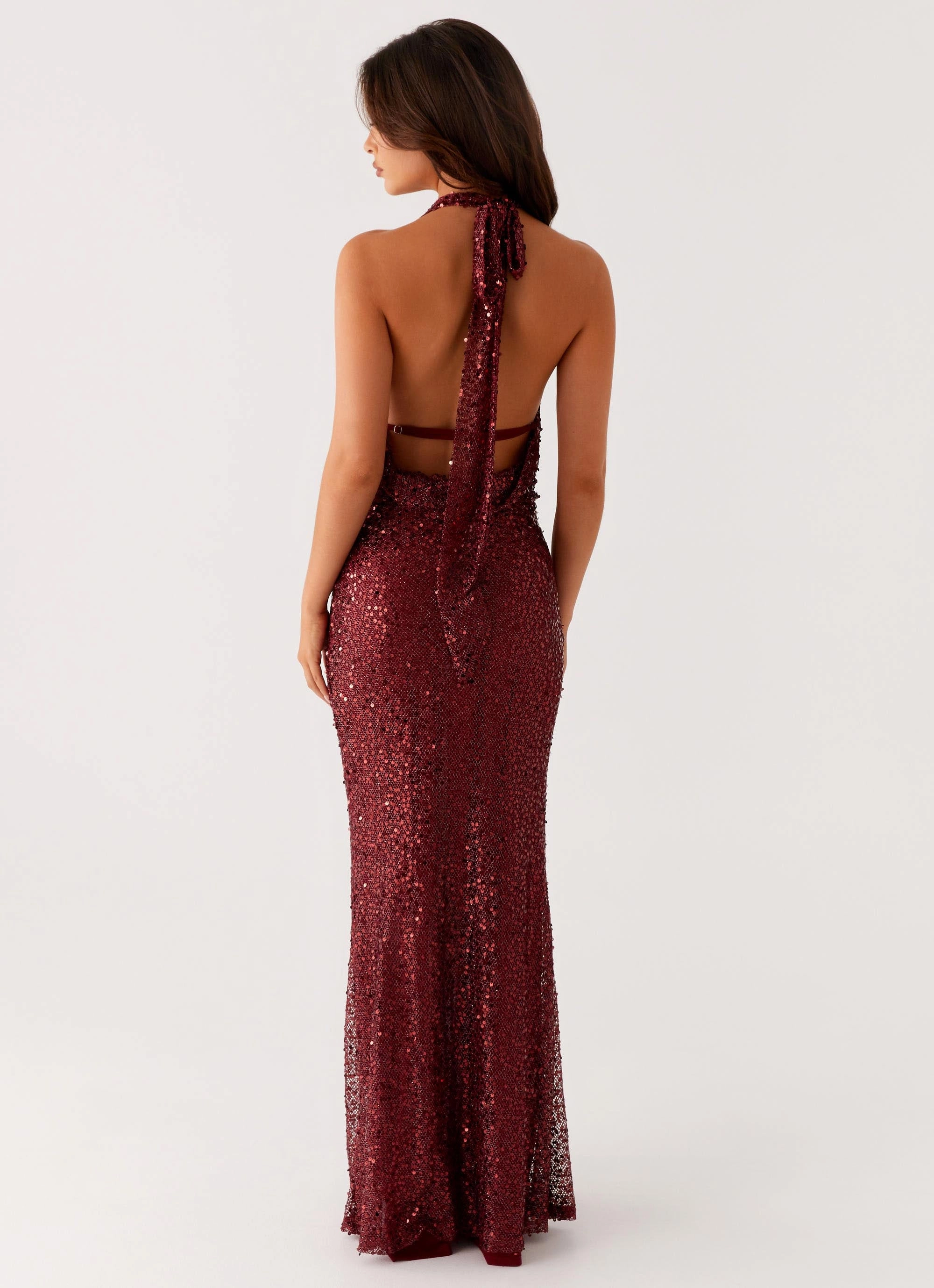 Jewel Tones Office Mood Treasured Sequin Maxi Dress - Fuchsia