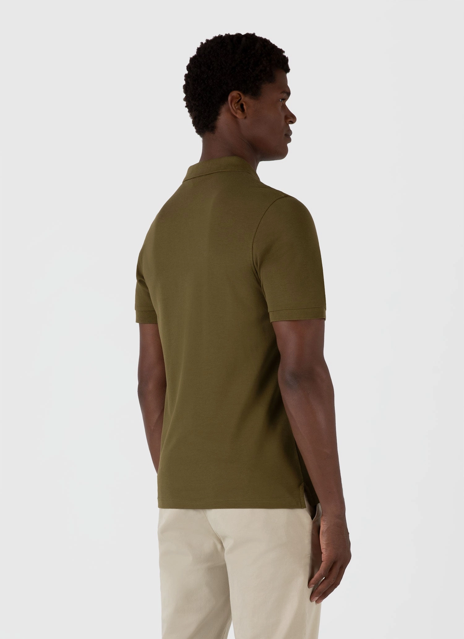 Men's Piqu?? Polo Shirt in Olive Green Perfect Comfort All-day Comfort