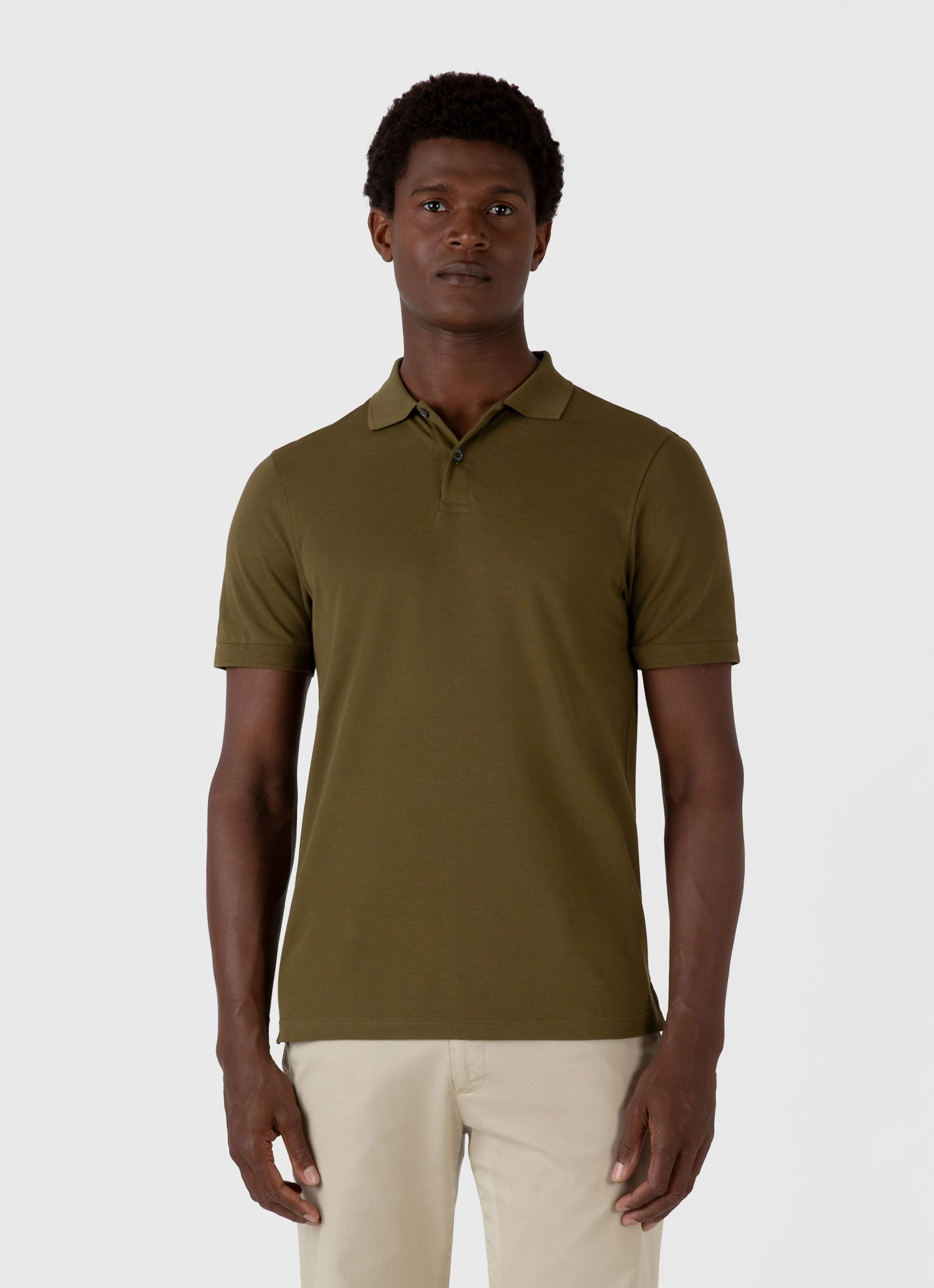 Sleek Layers Cool Design Men's Piqu?? Polo Shirt in Olive Green