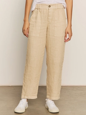 Relaxed Linen Cruiser Semi High Rise Pant Sandstone Light Waist Stretch Ready