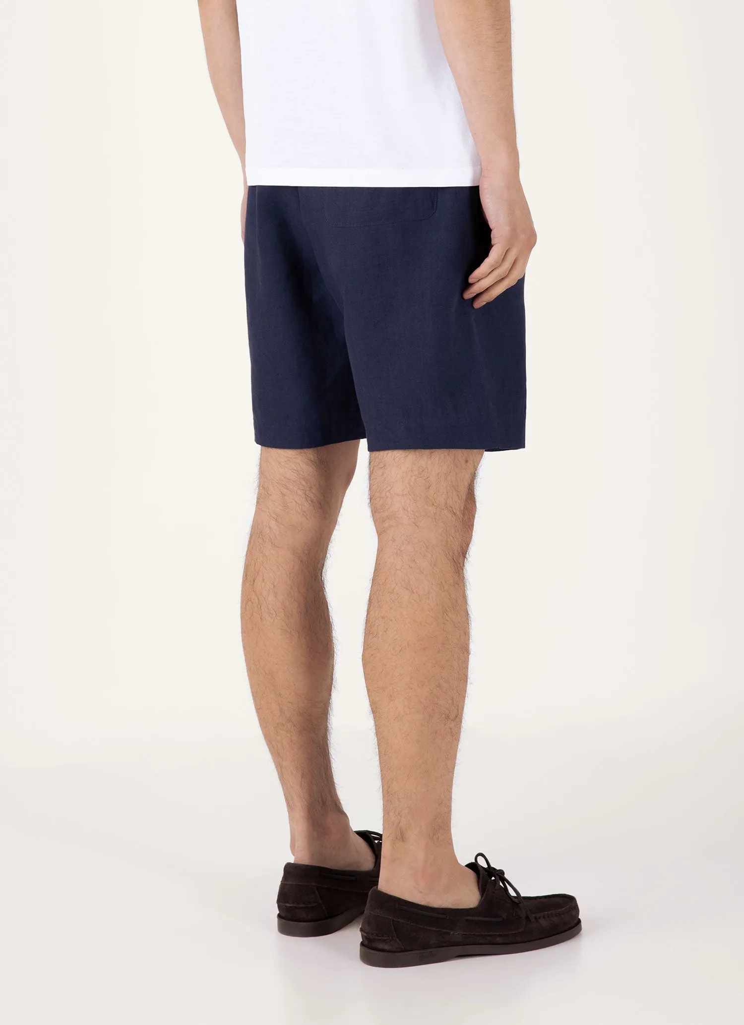 Water resistant coating Gusseted Crotch Men's Linen Drawstring Short in Light Navy
