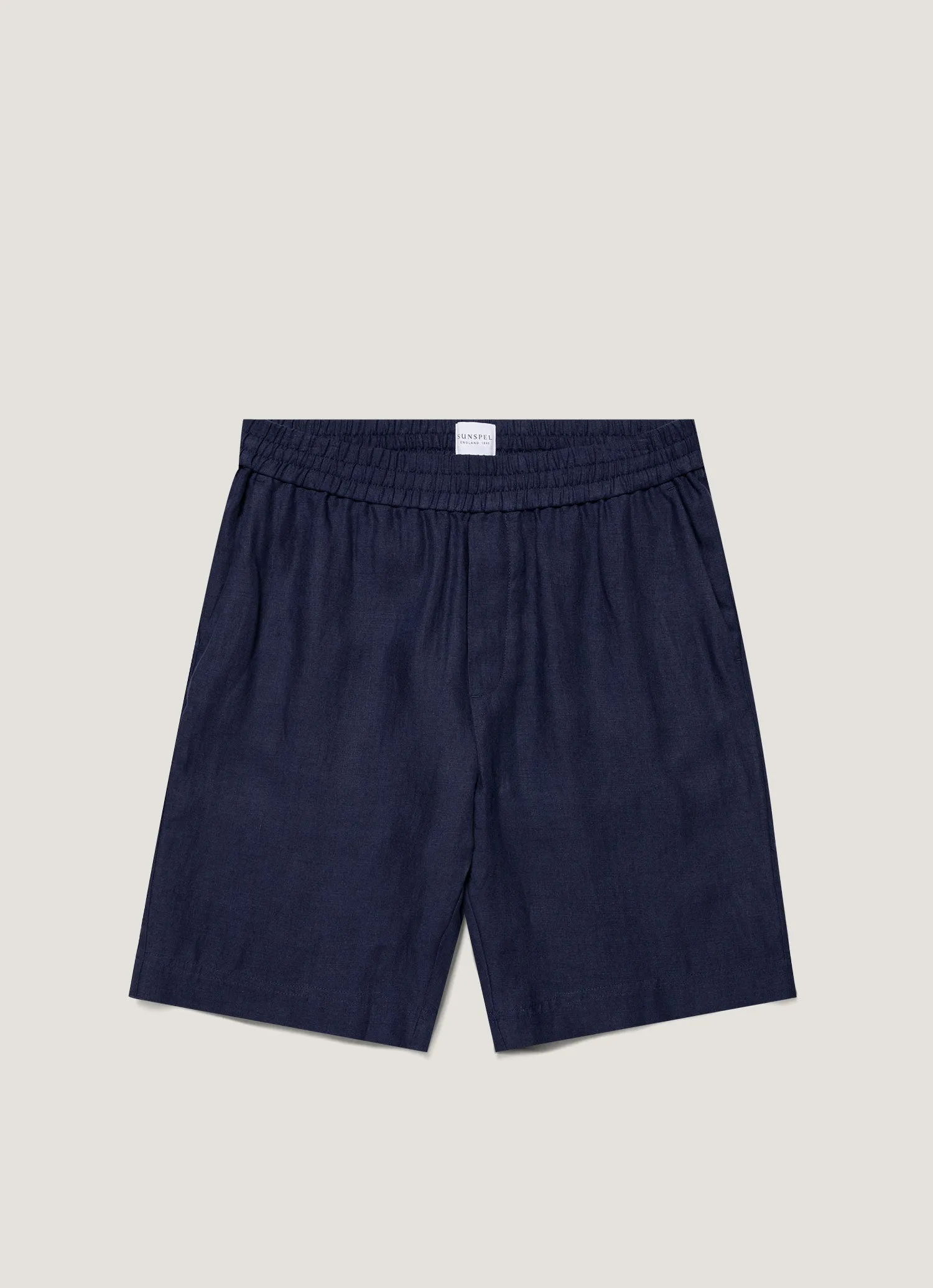Men's Linen Drawstring Short in Light Navy Ventilated Design