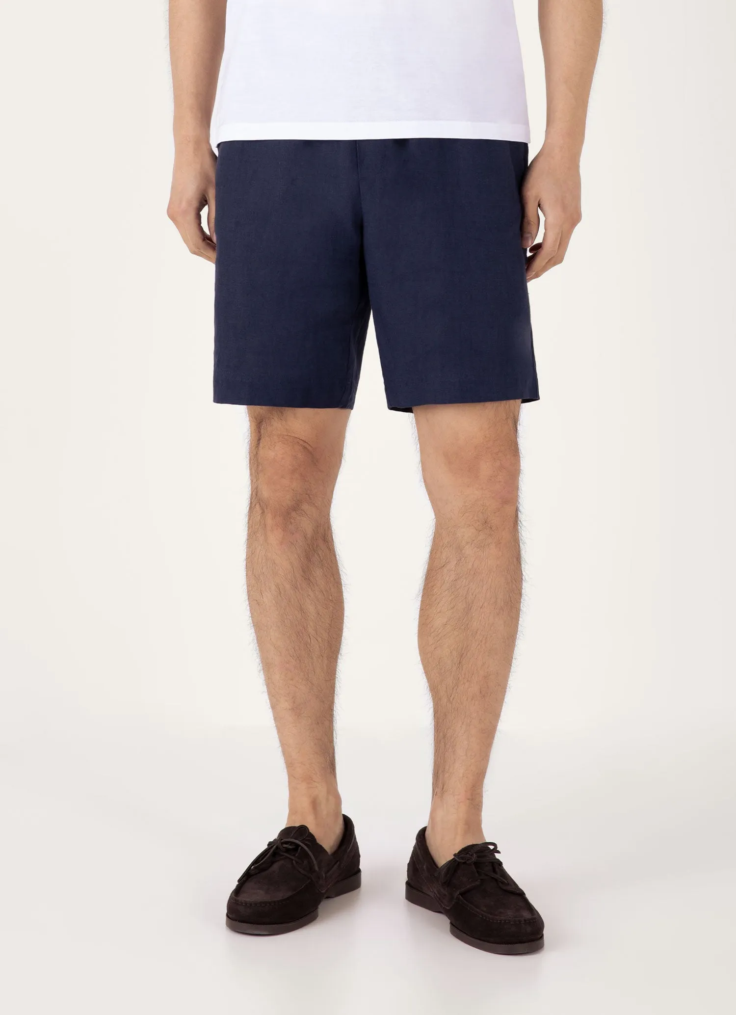 Men's Linen Drawstring Short in Light Navy Easy Layer Breezy Waist