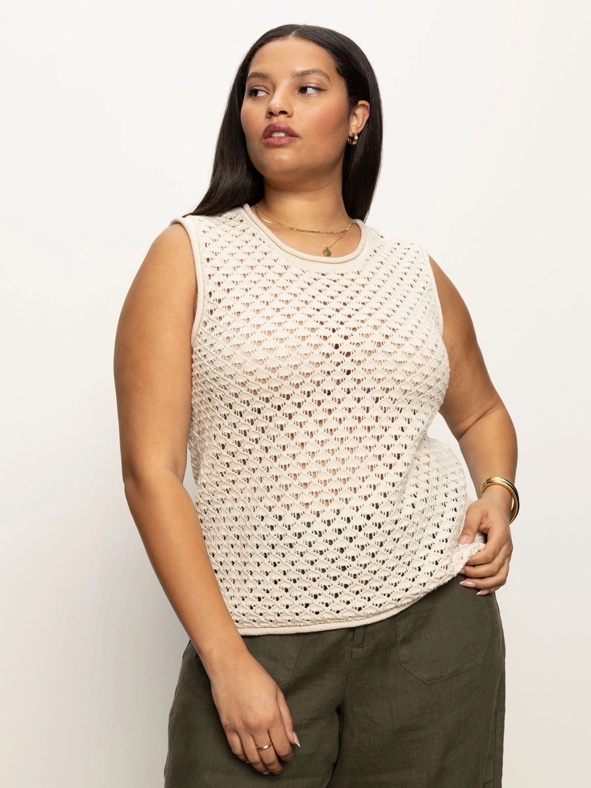 Crochet Shell Sweater Eco Natural Extended Sizing Weekend Vibes