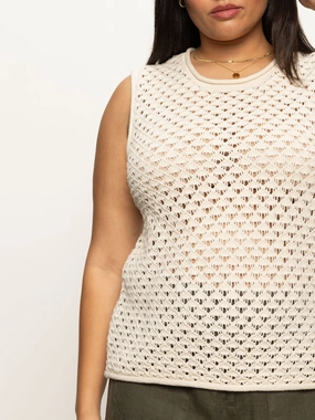 Crochet Shell Sweater Eco Natural Extended Sizing Cold Comforted