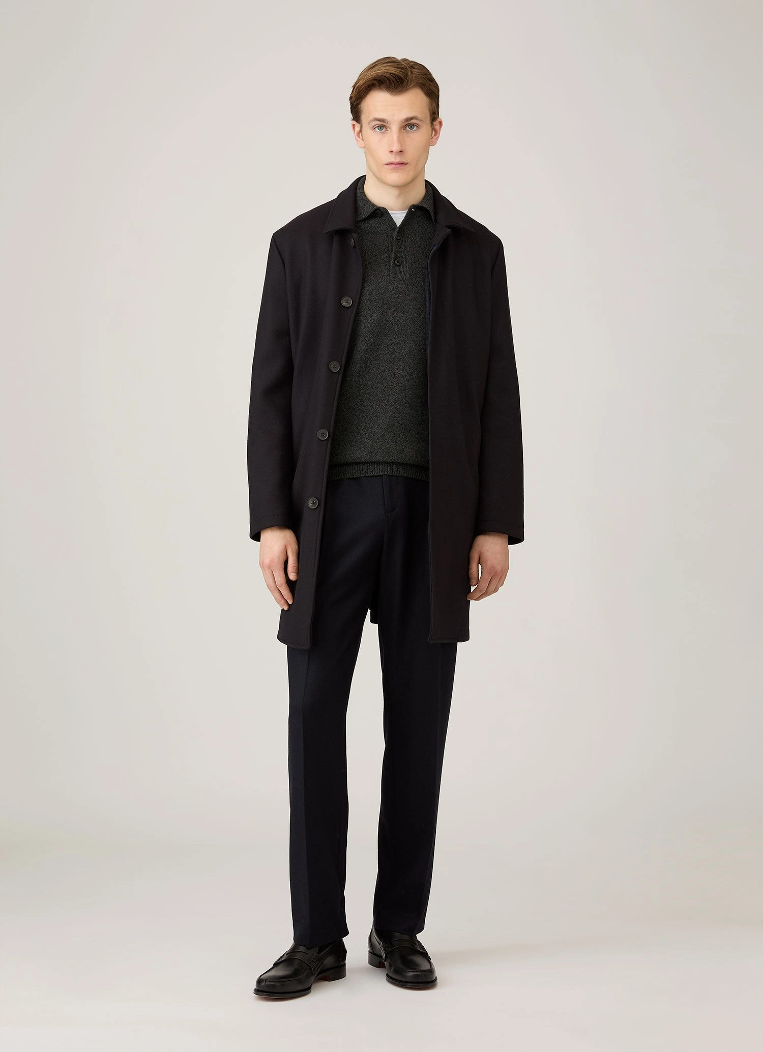 Men's Lambswool Polo Shirt in Dark Green Twist Timeless Appeal