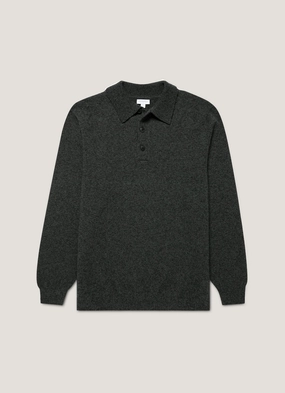 Fitted Style Men's Lambswool Polo Shirt in Dark Green Twist Men's Lambswool Polo Shirt in Dark Green Twist Performance Ready refined design