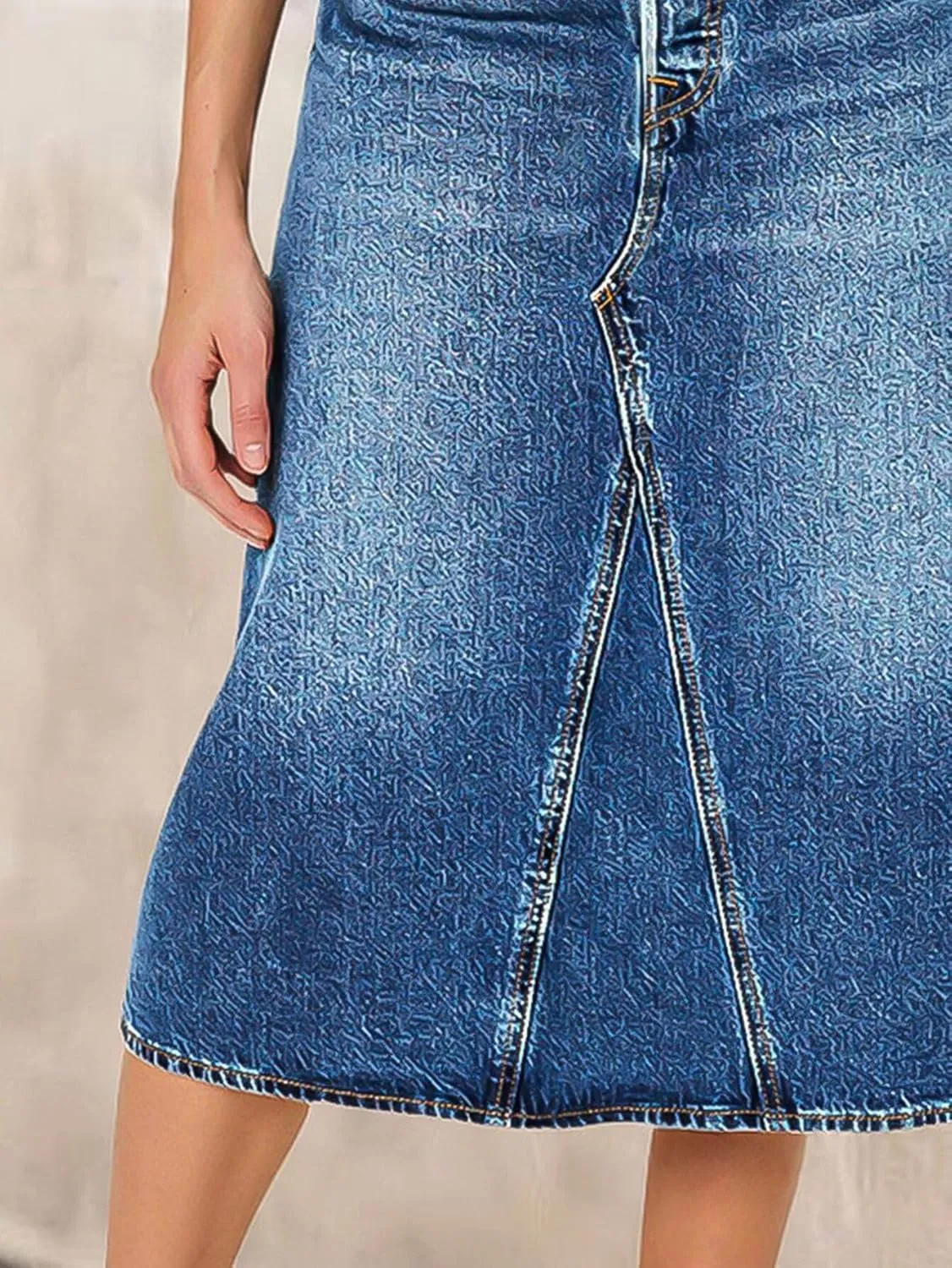 Flamingals High Waist Vintage A-Line Denim Skirt Midi Button Front Casual Jean Skirts