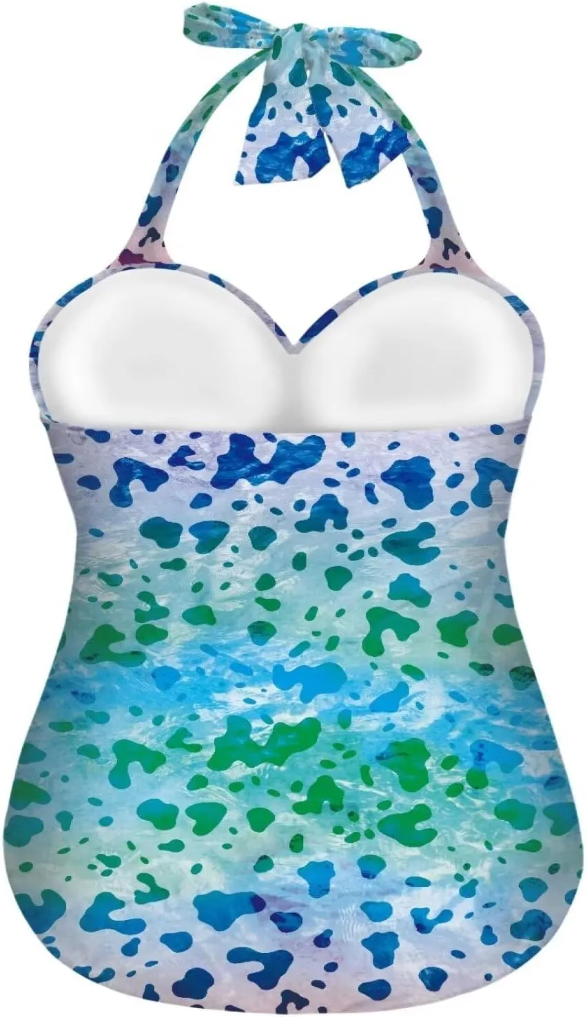 Flashideas Swimsuit Women One Piece Plus Size Sexy Slim One Piece High Waisted Tummy V Neck Swimwear