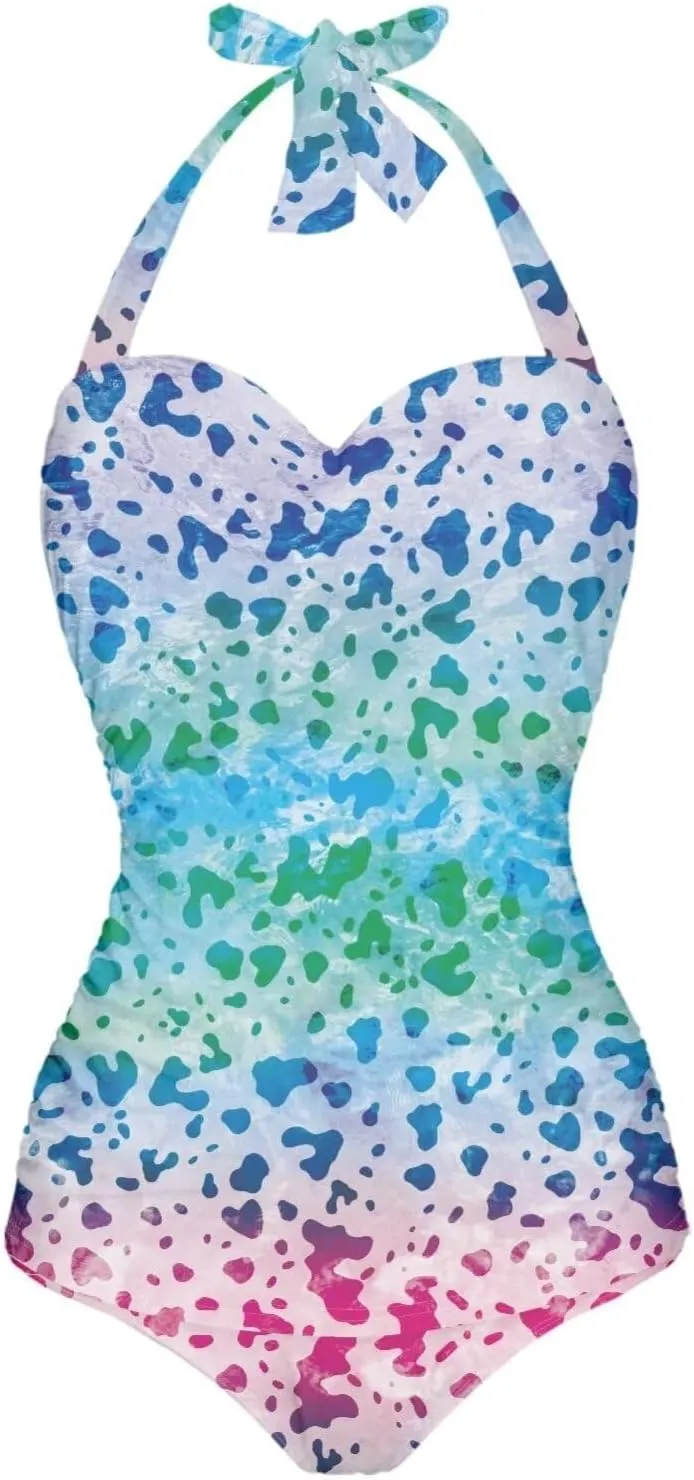 Flashideas Swimsuit Women One Piece Plus Size Sexy Slim One Piece High Waisted Tummy V Neck Swimwear