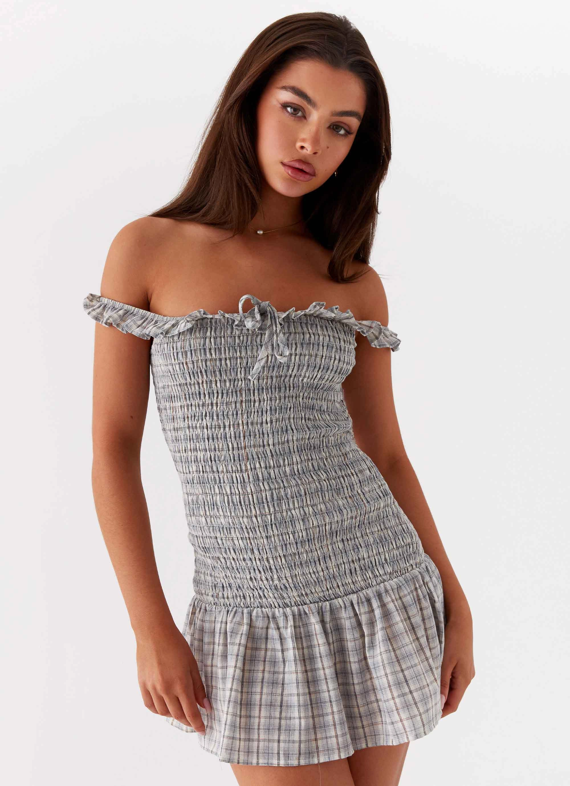 and Effortless fit dress. Anica Check Mini Dress - Grey Check