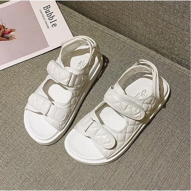 Flat British Wind Velcro Embroidery Thick-soled