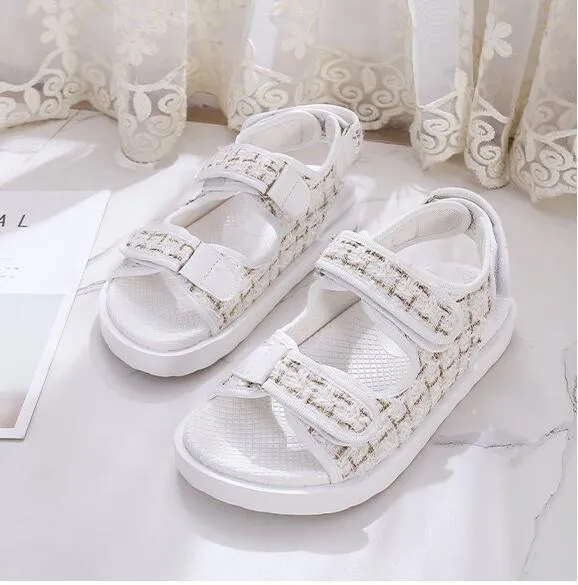Flat British Wind Velcro Embroidery Thick-soled