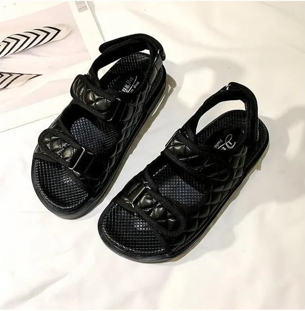 Flat British Wind Velcro Embroidery Thick-soled