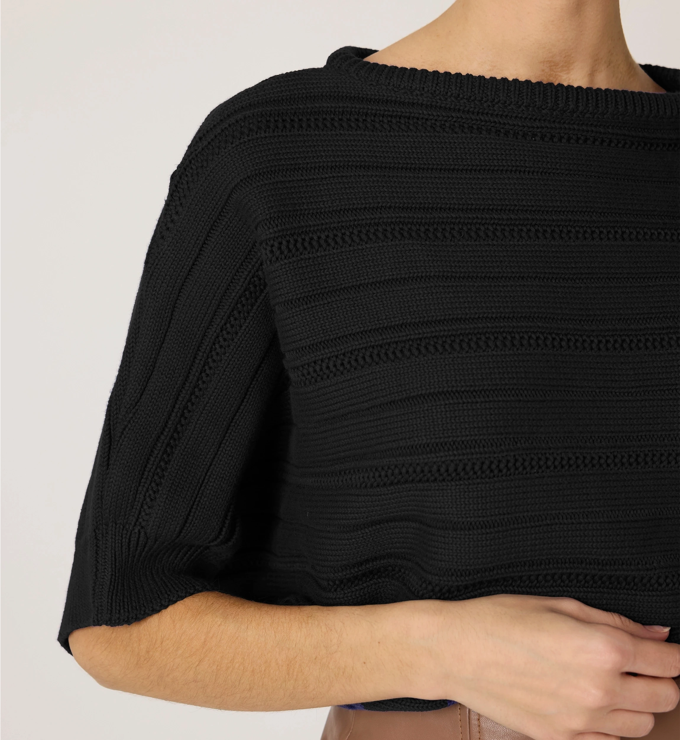 Caro Sweater | Black Cozy Knit Ventilation Panel
