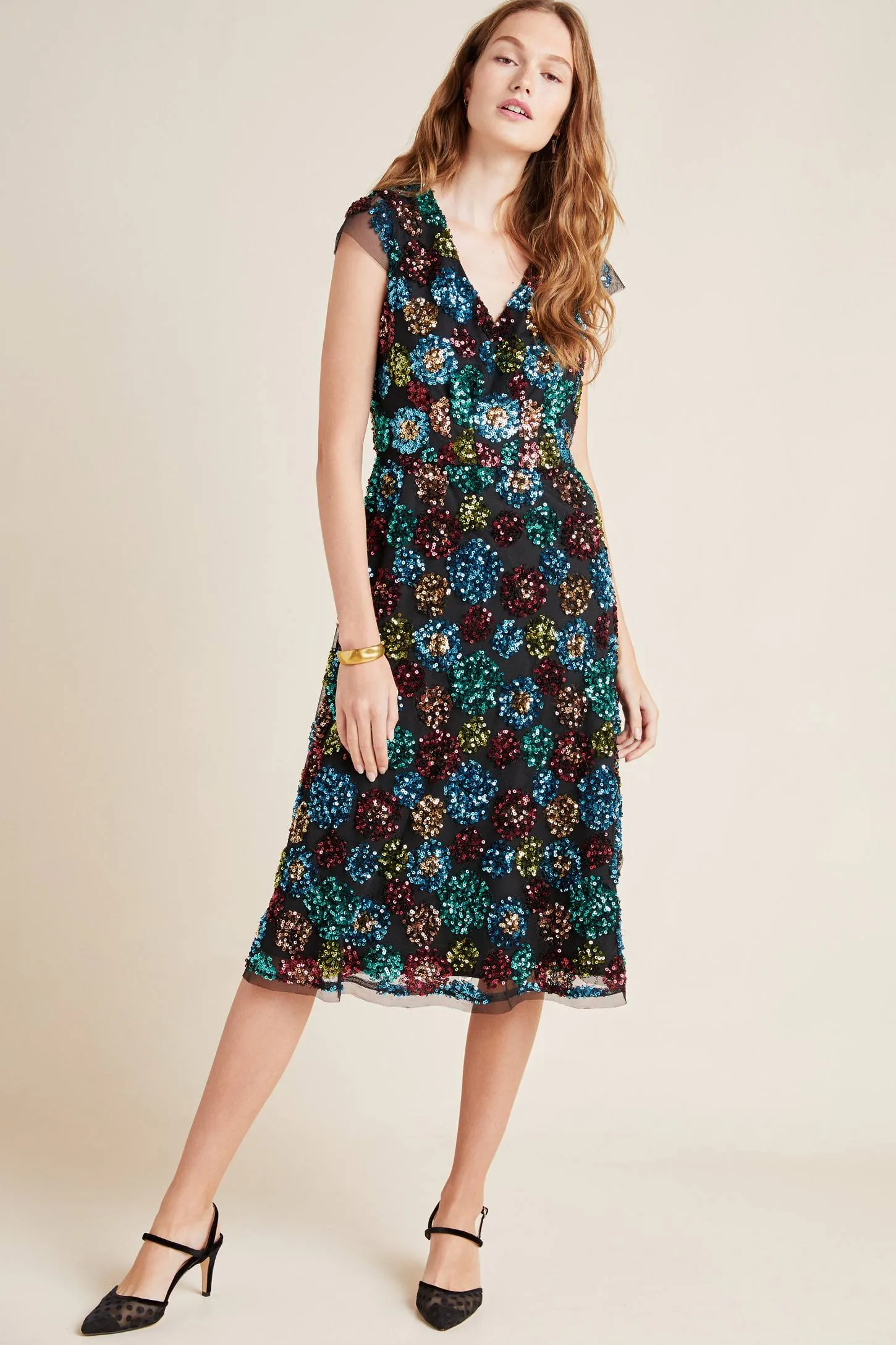 Glenna Sequined Midi Dress Cool Tone Stylish Layer