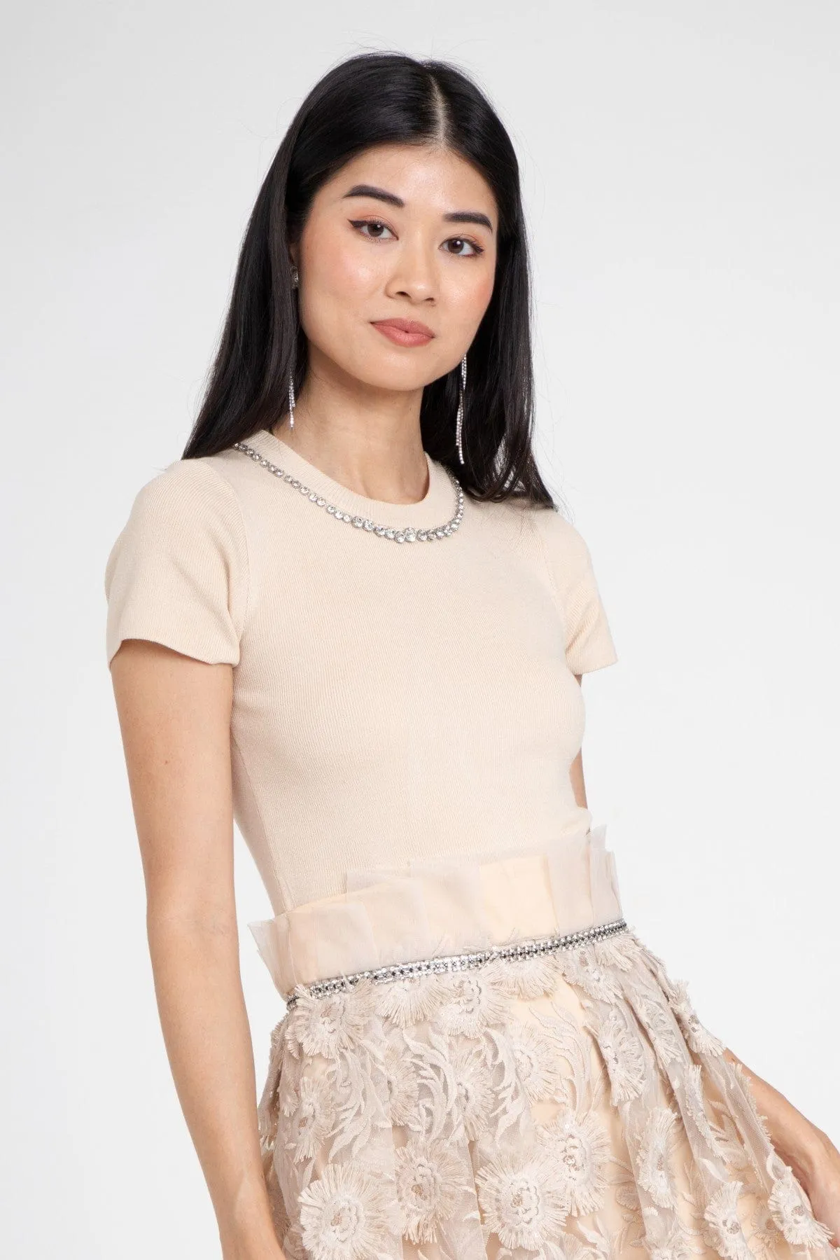 Dorothy Dress with Jeweled Neckline - Bloomsfield Versatile Style Flattering Comfort Wear