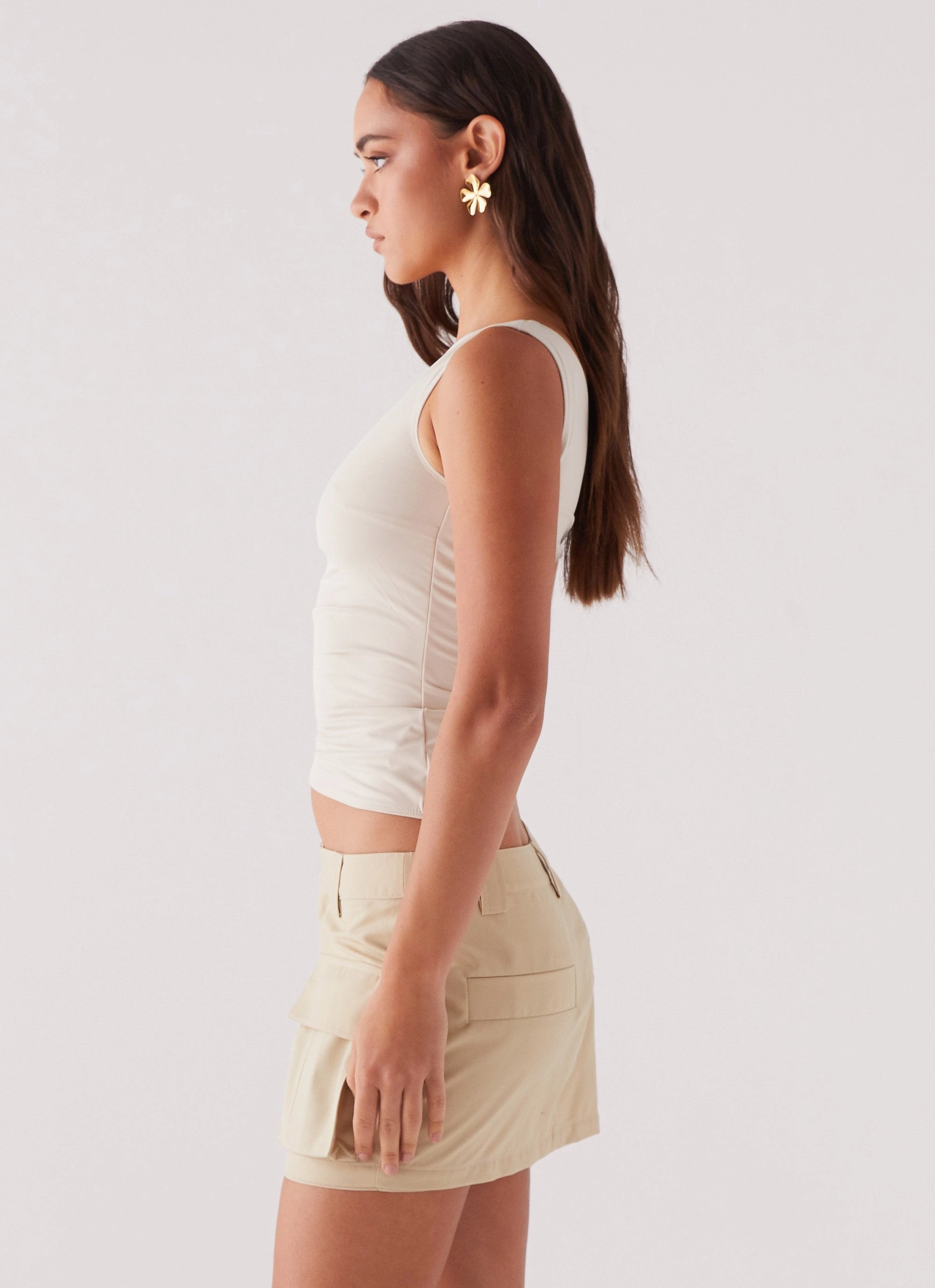 Heart To Heart Cargo Mini Skirt - Beige Breathable activewear