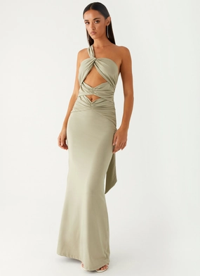 Flattering Waistband Christie Maxi Dress - Sage Flowy summer gown Christie Maxi Dress - Sage