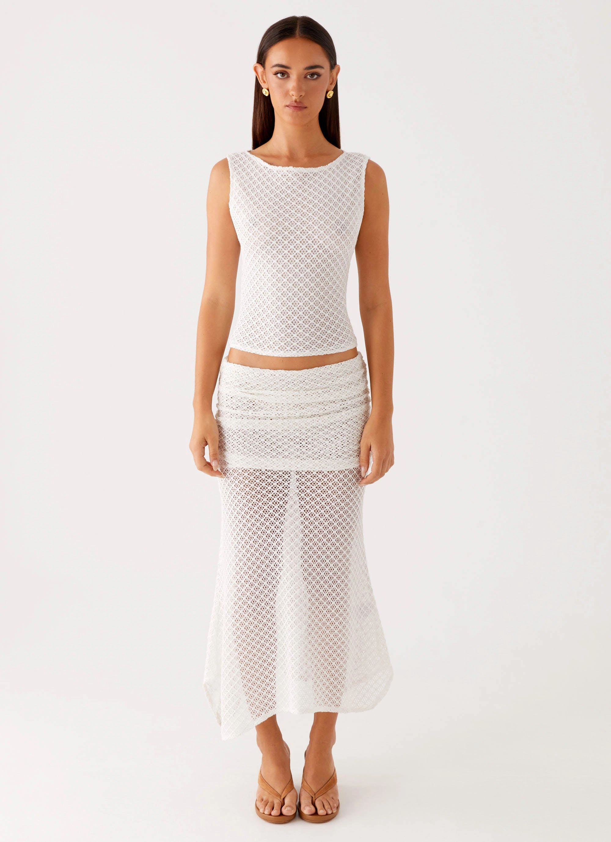 Cooling Fabric Genesis Midi Skirt - White