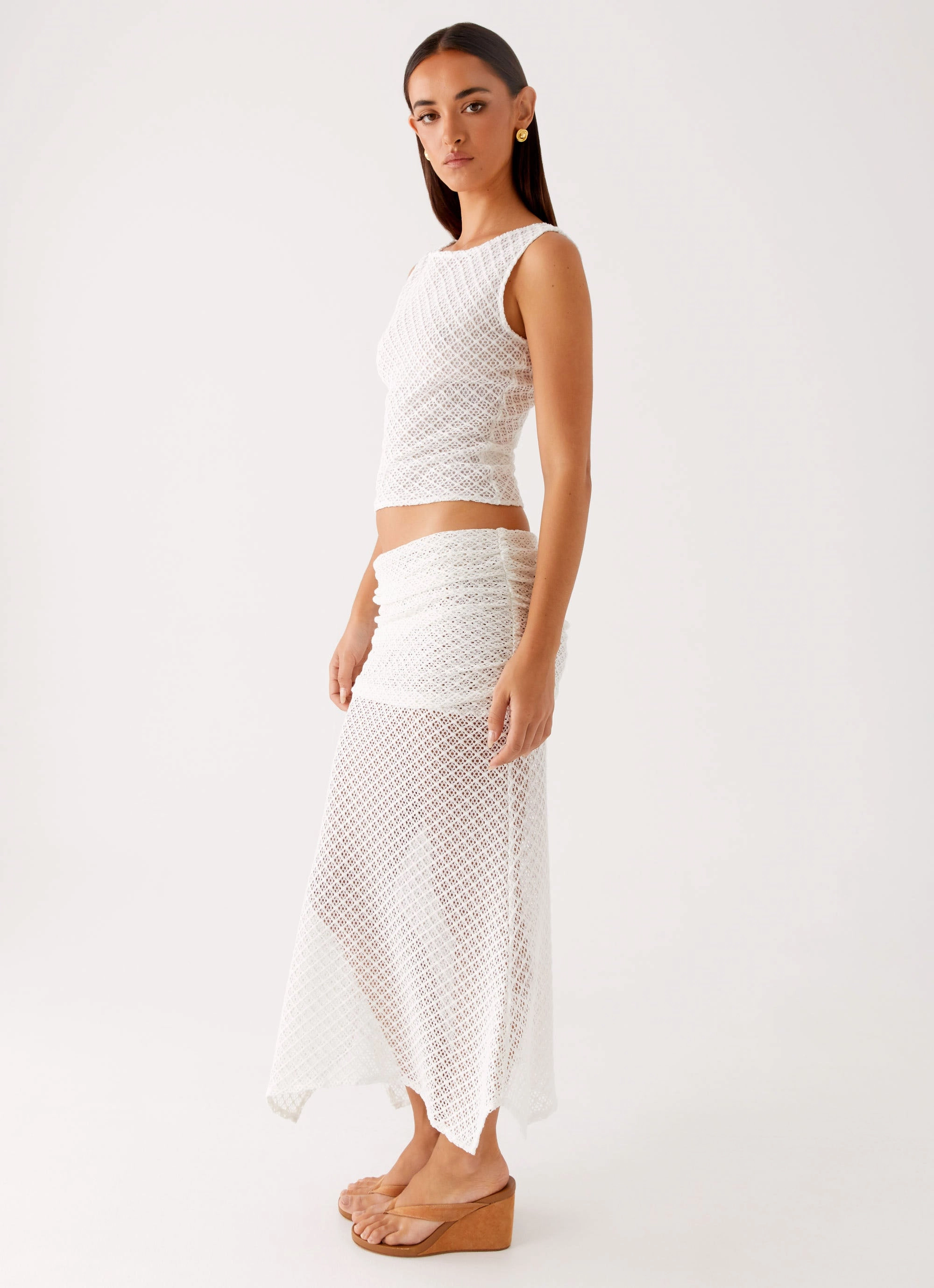 Genesis Midi Skirt - White Full Coverage
