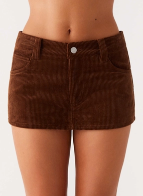 Flex Foam Insertion Tropics Low Rise Cord Mini Skort - Walnut Casual Appeal Slim Stretch Tropics Low Rise Cord Mini Skort - Walnut