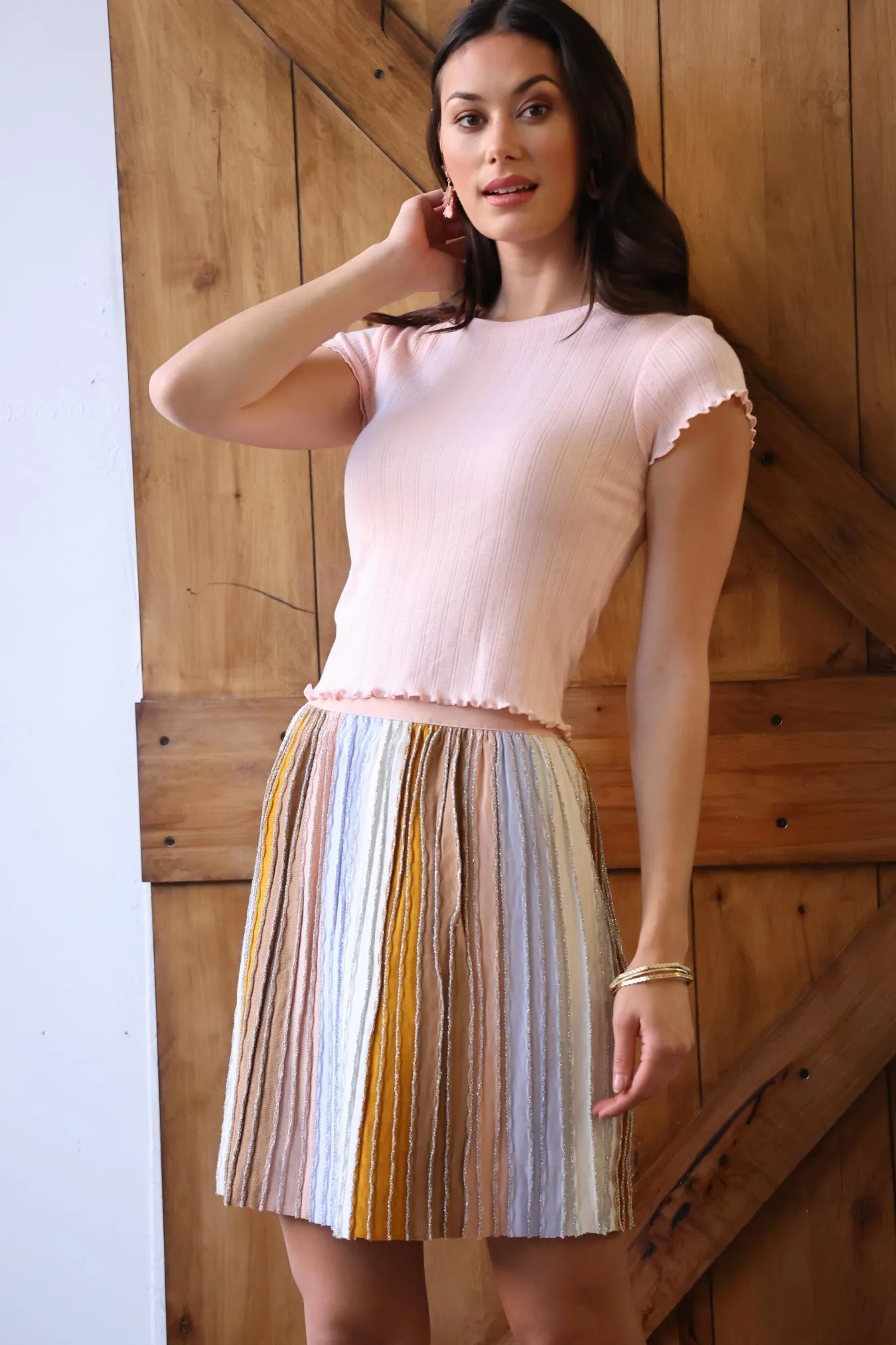 Pastel Knit Mini Skirt Must Have Feature Bold Look