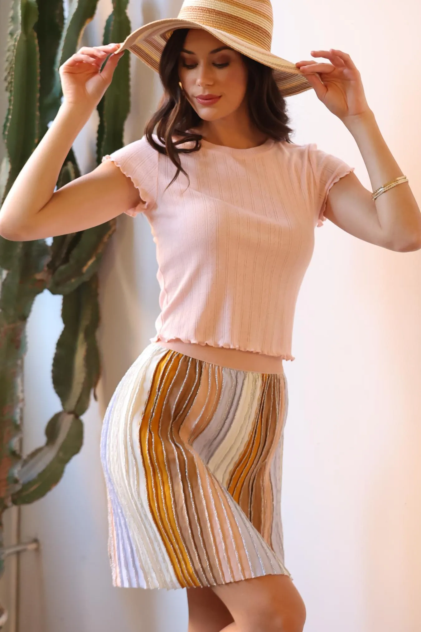 Fashion Detail Breathable Lining Pastel Knit Mini Skirt