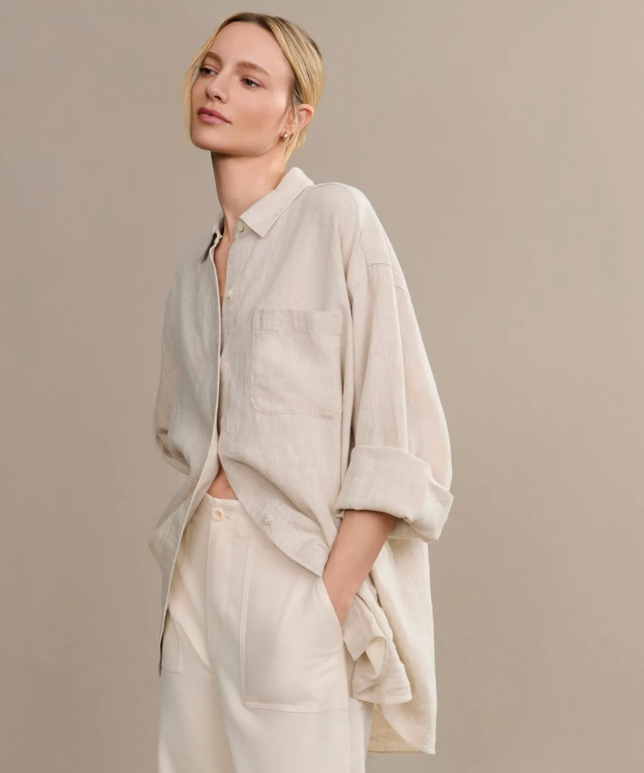 Linen Colby Shirt VNeckReinforcement AntiStaticInnerLining