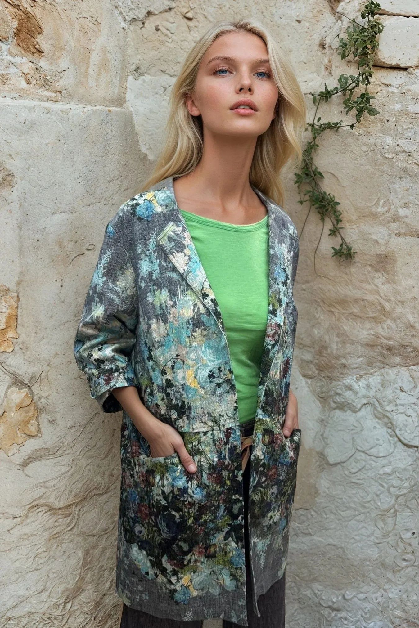 Zippered Closures AdjustableHood Car Coat - Garden Floral