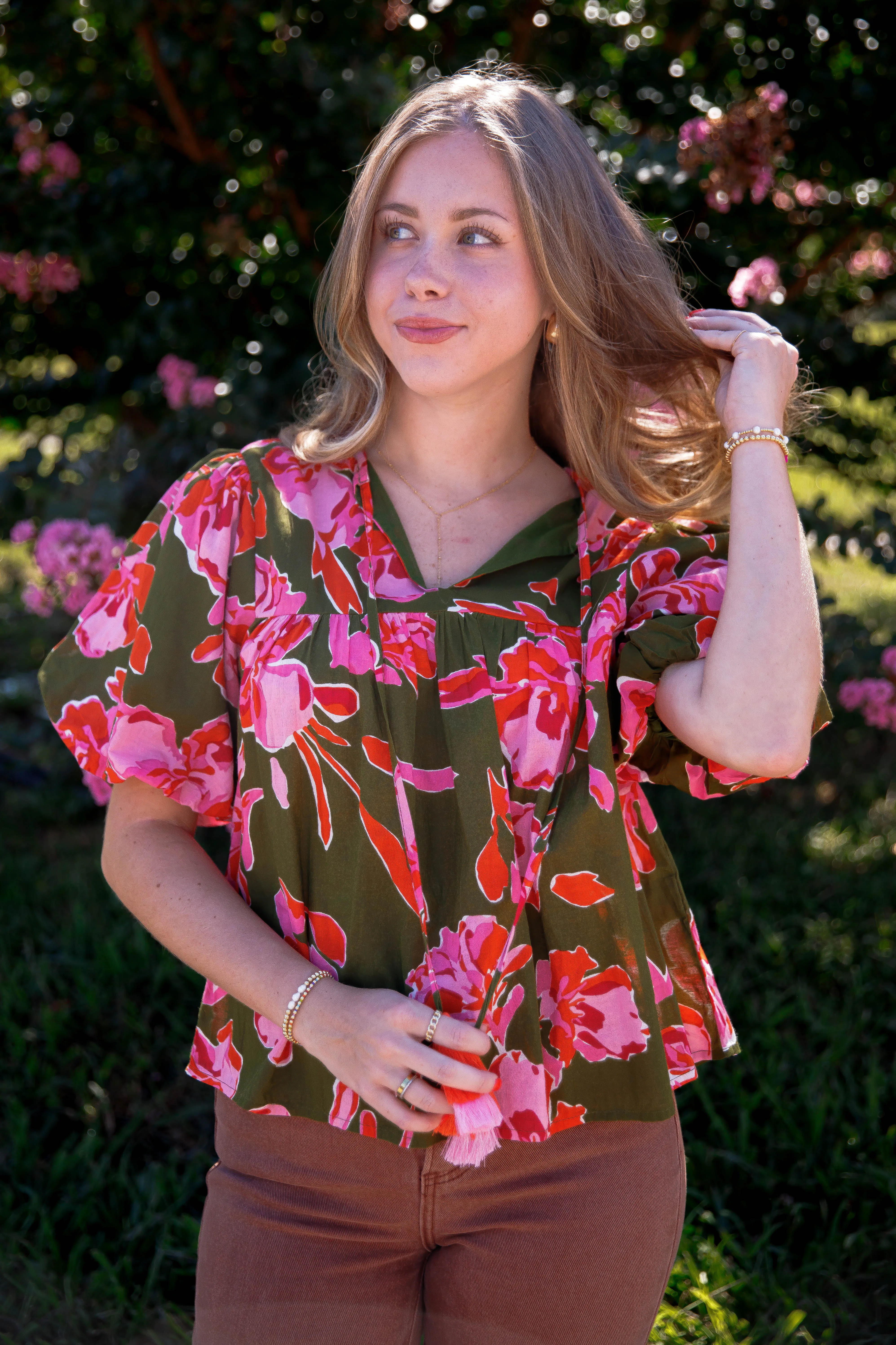 Wrinkle Resistant Texture Have A Nice Trip Blouse