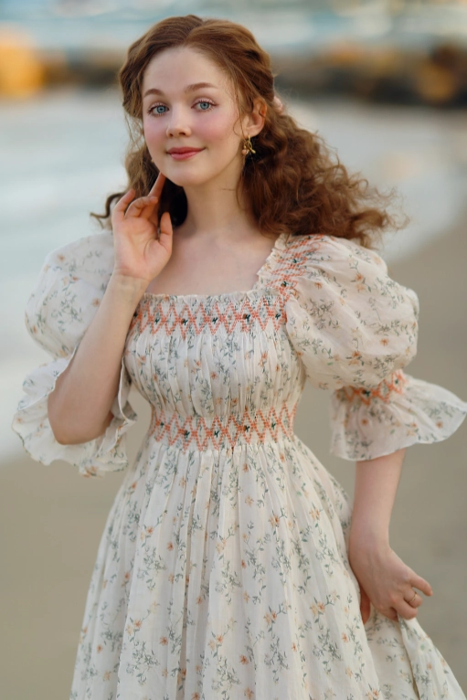 Cloud 21 | smocking embroidery linen dress RipResistant Reinforcement Crisp Layer