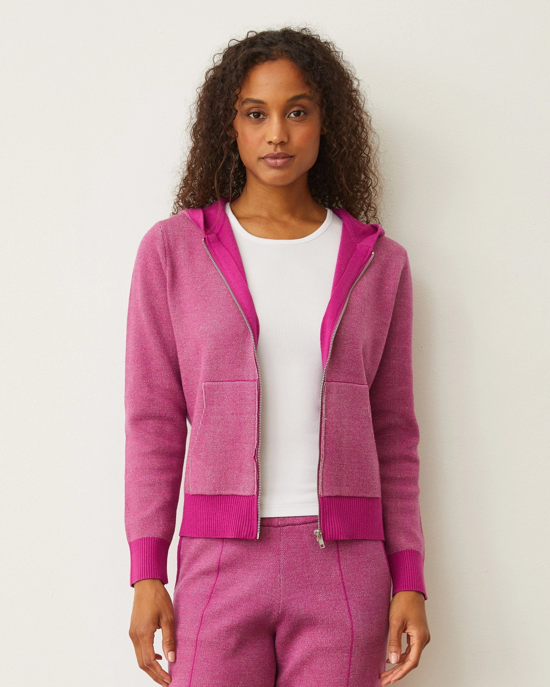 Eco Friendly Dye Process Soft Knit Two Tone Zip Up Hoody
