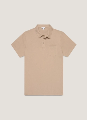 Flexible Fabric Men's Riviera Polo Shirt in Mink Men's Riviera Polo Shirt in Mink Simple Style Everyday Basic