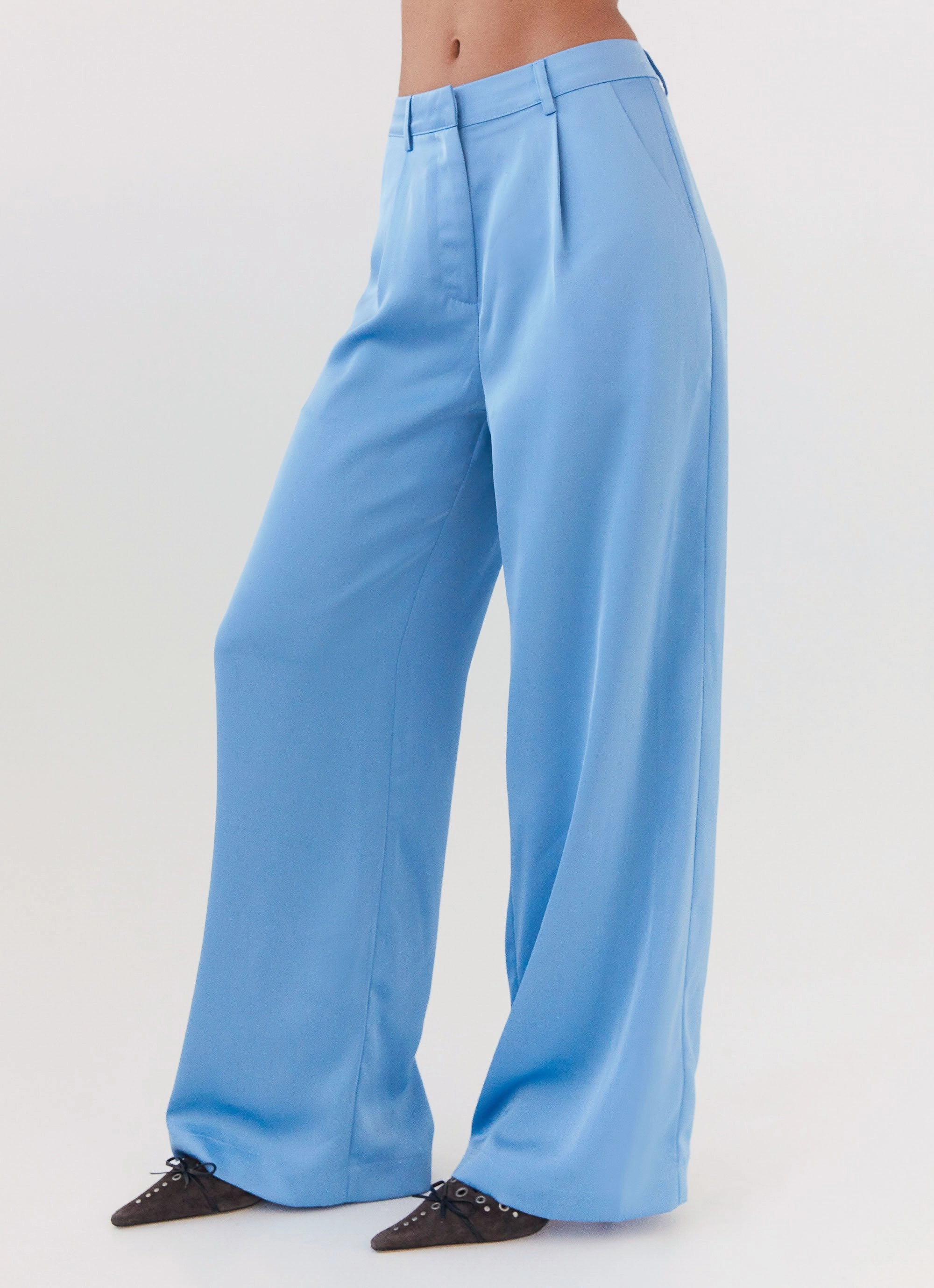 Brinkley Satin Pants - Blue Slim wear