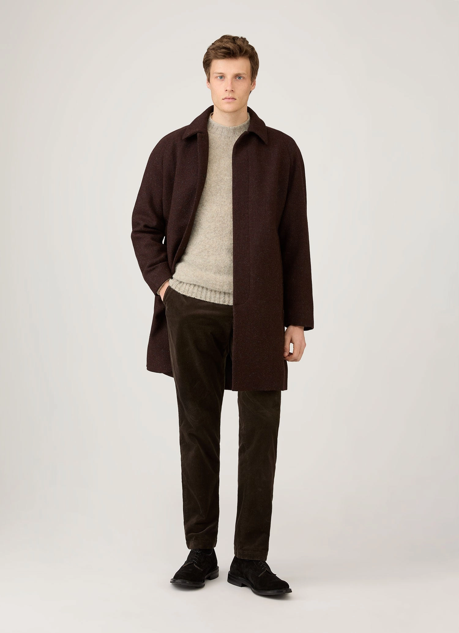 Men's Harris Tweed Car Coat in Truffle Eco-Friendly Fabric Oppose