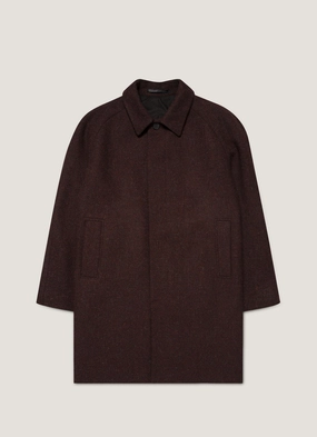 Flexible Layer Men's Harris Tweed Car Coat in Truffle Short-sleeved Men's Harris Tweed Car Coat in Truffle