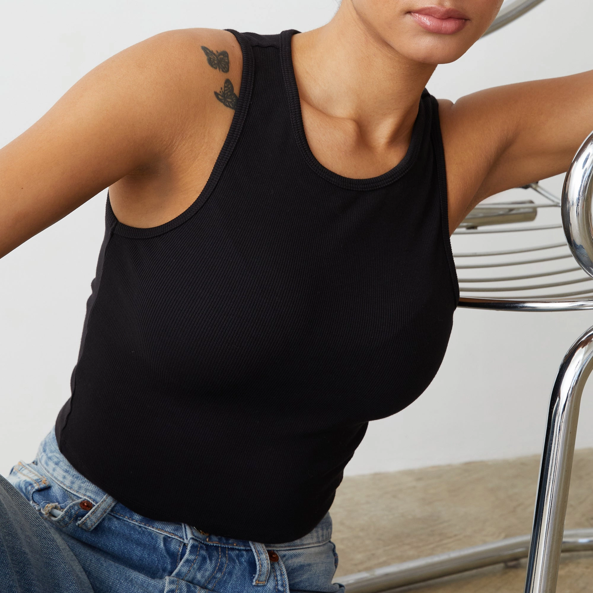 Supimaluxe Rib Crop High Neck Tank Soft Cotton
