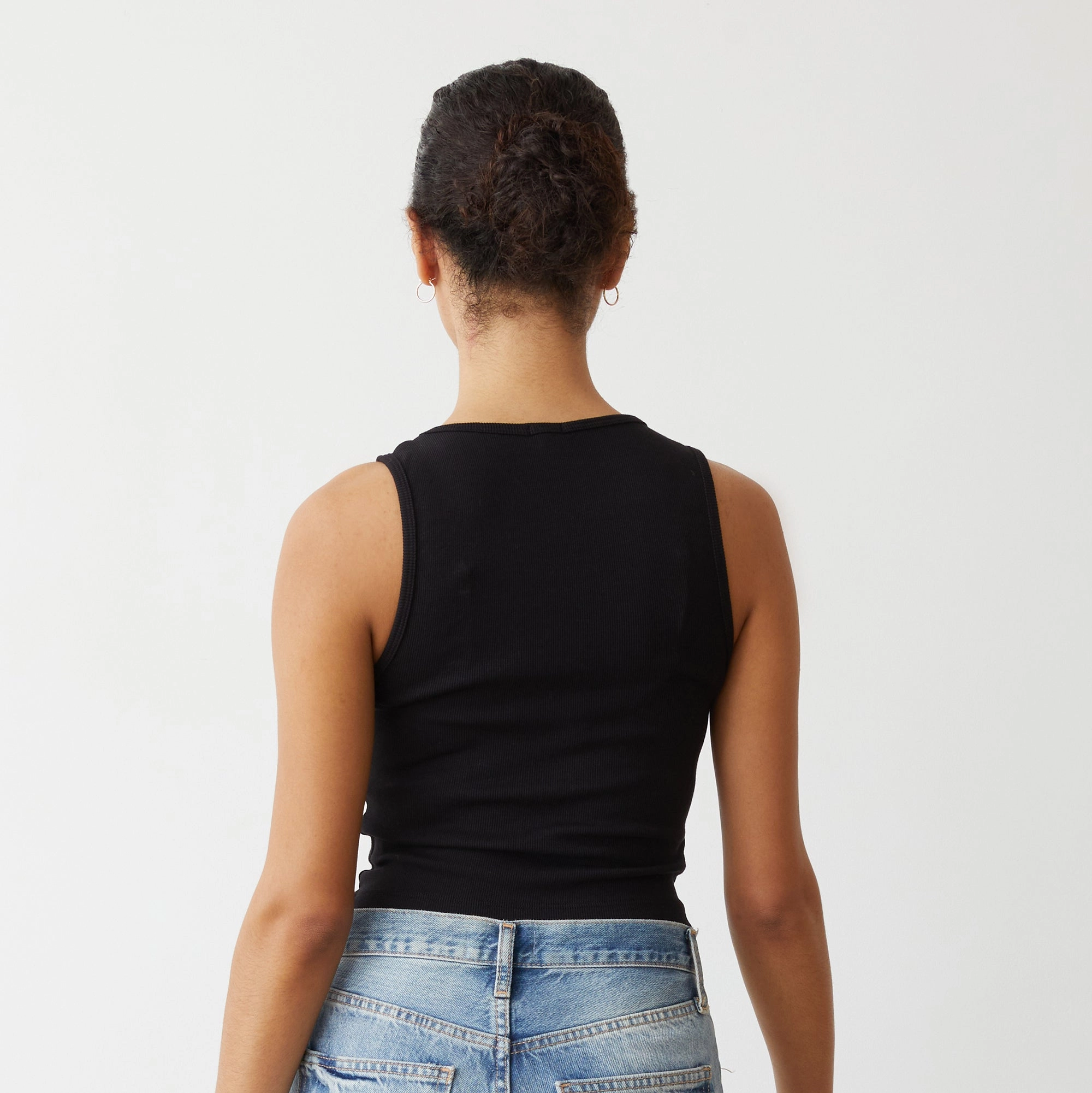 Adjustable Hemline Supimaluxe Rib Crop High Neck Tank